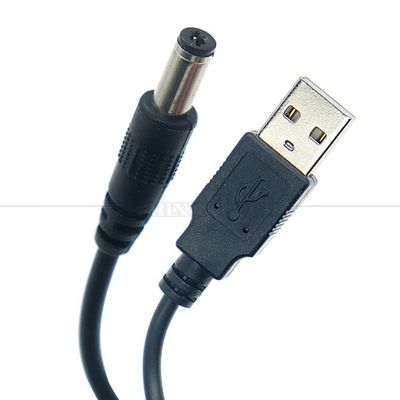1M 2A 5V USB para DC 5.5x2.1mm Barrel Jack Power Charger Cable para LED Light Lamp Speaker Fan Tablet Camera Router TV Box