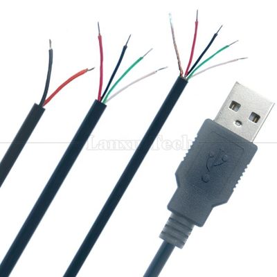 USB 2.0 personalizado Tipo A Macho a Descascado Em lata 2 3 4 fios Cabo de carregamento de dados de cauda de porco