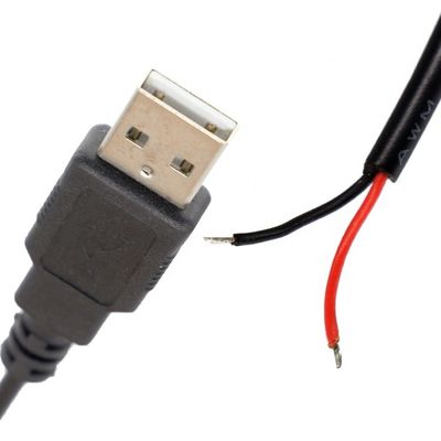 CUSTOM USB 2.0 um homem para abrir despojado em lata desnudo 2 fio fim rabo de porco cabo de energia