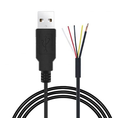 CUSTOM Shield USB 2.0 Um macho para descascar 4 fios de lata de cabo de ponta aberta de cauda de porco
