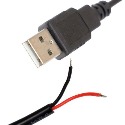 OEM USB 2.0 Um macho para abrir soldagem despojada em lata nu 2 fio final rabo de porco cabo de carregamento de energia