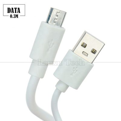Cabo de carregador Micro USB de 30 cm Branco Preto Data V8 para telefone Android