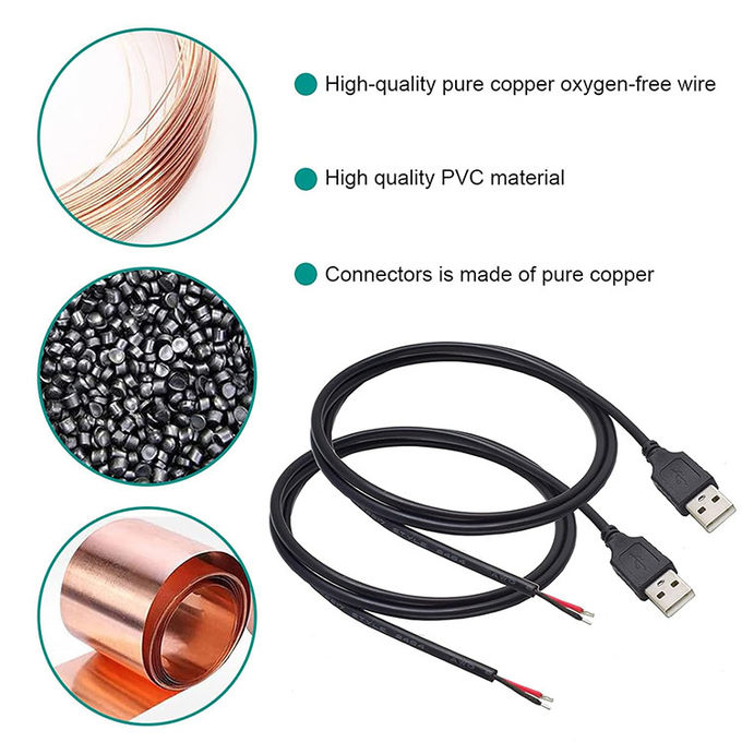 5V USB para abrir cabos de carregador de energia de cola de porco para lâmpada de luz de tira LED 4