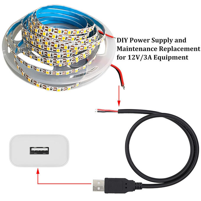 5V USB para abrir cabos de carregador de energia de cola de porco para lâmpada de luz de tira LED 2