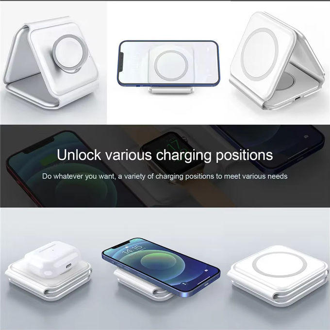 Carregador sem fio dobrável magnético 3 em 1 iPhone 12-15 15w Estação de carregamento sem fio rápido Carregadores sem fio portáteis 0