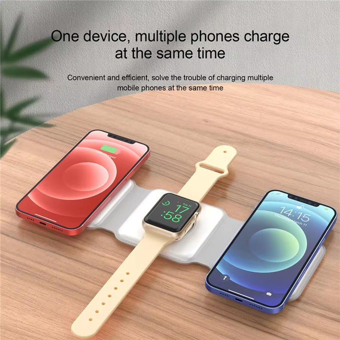 Carregador sem fio dobrável magnético 3 em 1 iPhone 12-15 15w Estação de carregamento sem fio rápido Carregadores sem fio portáteis 2