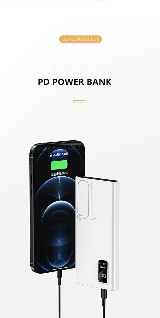Outdoor Portable 10000mah PowerBank LED Display PD QC3.0 22.5W Carregamento Rápido Slim Power Banks 10000mAh Carregador USB-C para iphone 15 5